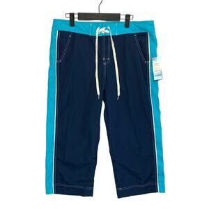 Reebok Relaxed Fit Colorblock Cropped Sweatpants Vintage NWT Sz L Blue Sporty